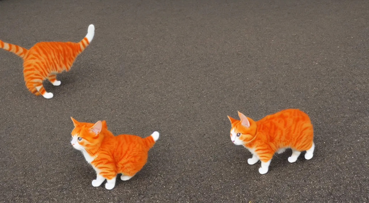 Prompt: full body cat, the cat is walking, orange fluffy cat, pixar style,