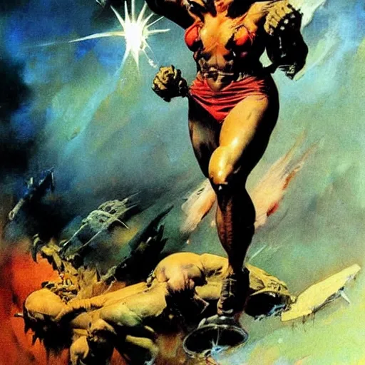 Prompt: art by frank frazetta, cool