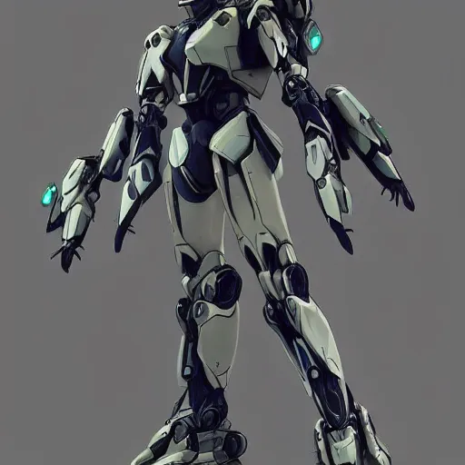 Image similar to concept mecha suit from anthem video game, by vitaly bulgarov, by yoji shinkawa, by joss nizzi, by shoji kawamori, bioware, mecha, deviantart, artstation, render, unreal engine