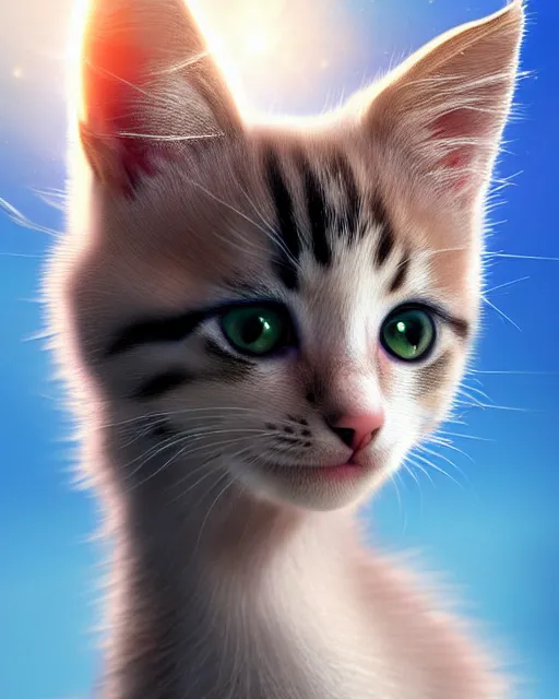 Image similar to a kitten on a rocket, photo, ultra detail, photoreal, professionally retouched, soft moonlight lighting, shiny plastic bikini, realistic, smooth face, goddess, luscious lips, perfect eyes, wide angle, sharp focus on eyes, 8 k high definition, insanely detailed, intricate, elegant, art by artgerm and wlop