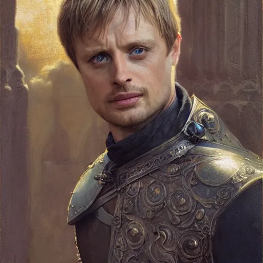 Prompt: attractive bradley james as king arthur pendragon, whole body in frame, natural lighting, path traced, highly detailed, high quality, digital painting, by gaston bussiere, craig mullins, j. c. leyendecker