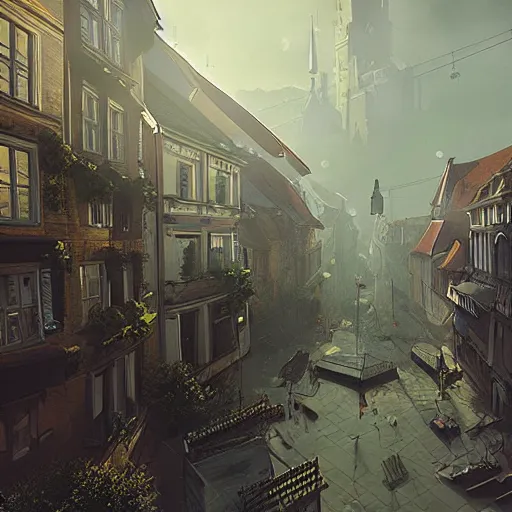 Image similar to city of halle in germany, solarpunk, dynamic lighting, cinematic composition, artstation, ayan nag, marcin rubinkowski, adrien girod