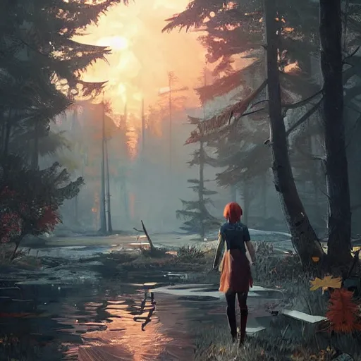 Prompt: the giant nine - tailed fox, style game square enix life is strange remake, trending on artstation, painted by greg rutkowski, render with game the last of us parte ii details