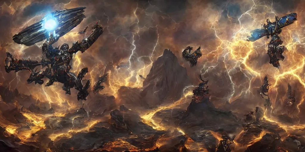 Image similar to God-Emperor Elon Musk crushes the unbelievers, realistic digital painting in the style of Warhammer