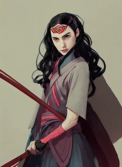 Image similar to gal gadot as nezuko from demon slayer ねずこイラスト wearing kimono by artgem by greg rutkowski trending on artstation