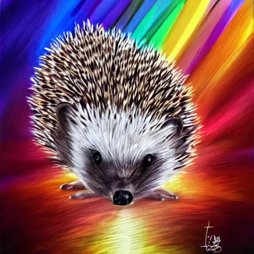 Image similar to a hedgehog riding on a unicorn, digital painting realism