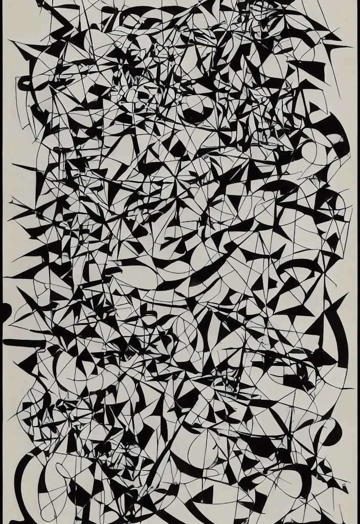 Prompt: hydrogen by m. c. escher, endre rozsda, wu guanzhong. ink and wash painting, vibrant, calligraphy, woodblock, ink, geometric, 3 d.
