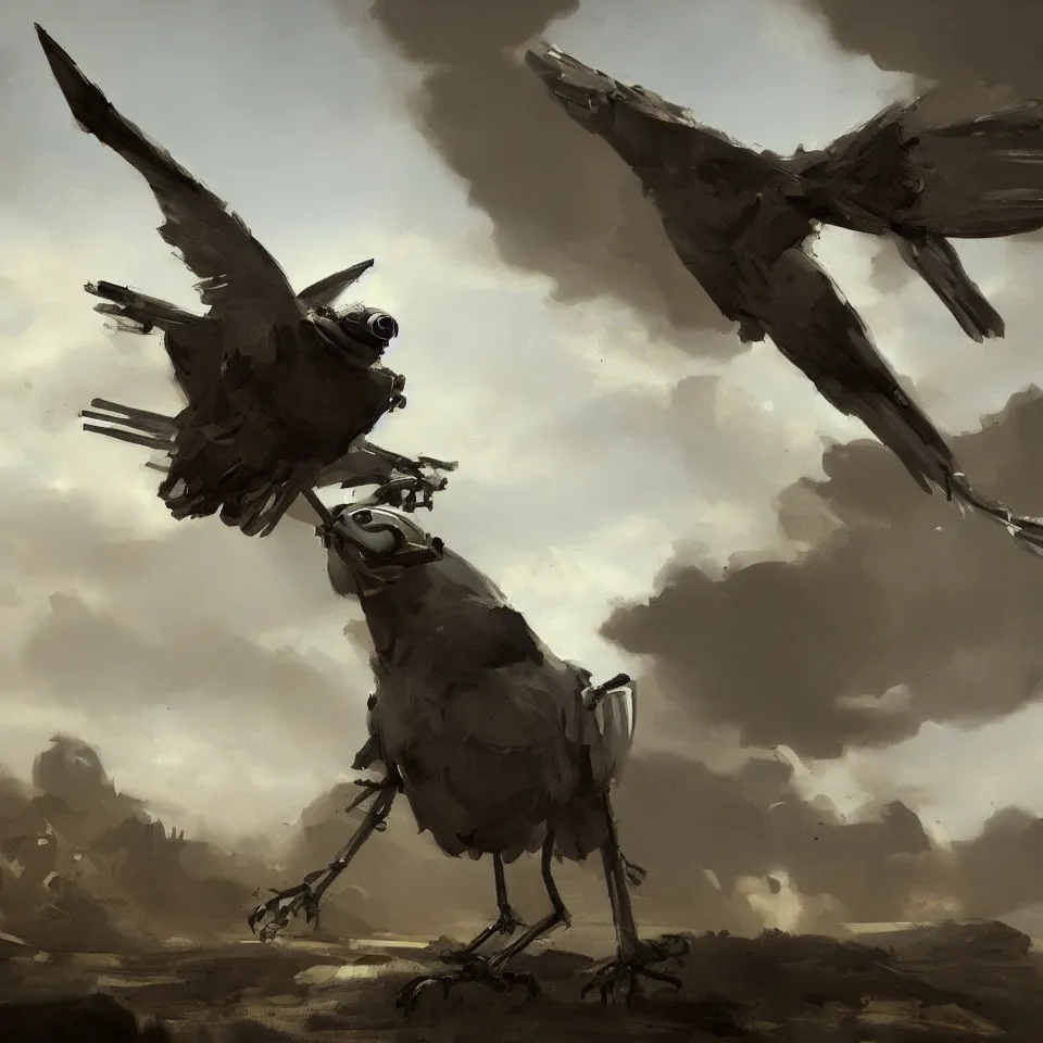 Prompt: a detailed robot bird by camille corot, concept art, dynamic lighting, cinematic, epic composition, masterpiece