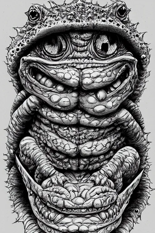 Image similar to toad goblin, symmetrical, goblin, highly detailed, digital art, sharp focus, trending on art station, kentaro miura manga art style