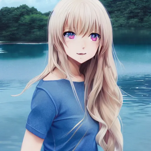 Anime Girl Blonde Hair Teenage Japanese Stock Illustration 756350323 |  Shutterstock
