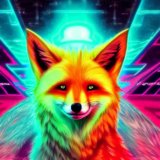 Prompt: digital limey fox, retrowave palette, digital world, highly detailed, electric breeze, anatomically correct vulpine, synth feel, fluffy face, ear floof, flowing fur, super realism, accurate animal imagery, 4 k digital art