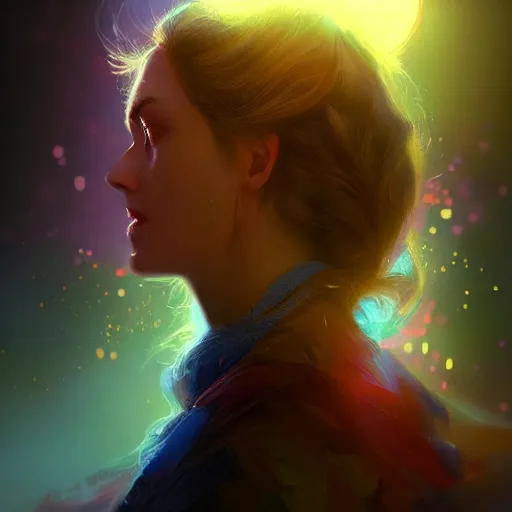 Image similar to beautiful uncertainty, sharp focus, intricate, elegant, digital painting, artstation, matte, highly detailed, concept art, illustration, volumetric lighting, gold and blue and pink color scheme, bokeh light, art by greg olsen and liz lemon swindle