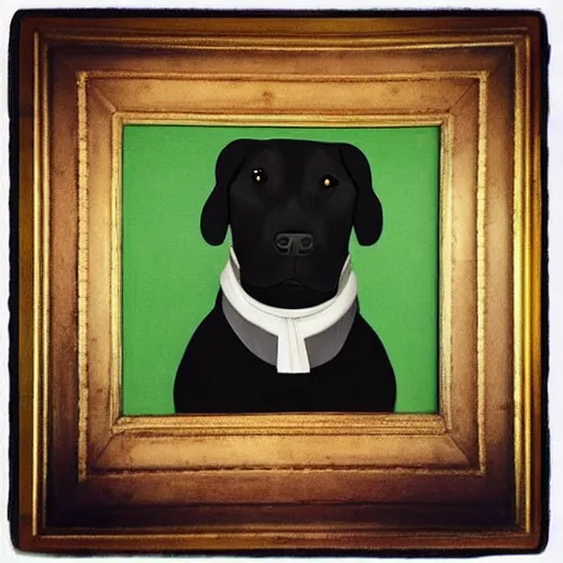 Image similar to “Renaissance Portrait of a big happy black dog”