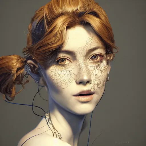 Image similar to the portrait of a blueberry that resembles an absurdly beautiful, graceful, elegant, sophisticated woman, an ultrafine hyperdetailed illustration by kim jung gi, irakli nadar, intricate linework, bright colors, octopath traveler, final fantasy, unreal engine 5 highly rendered, global illumination, radiant light, detailed and intricate environment