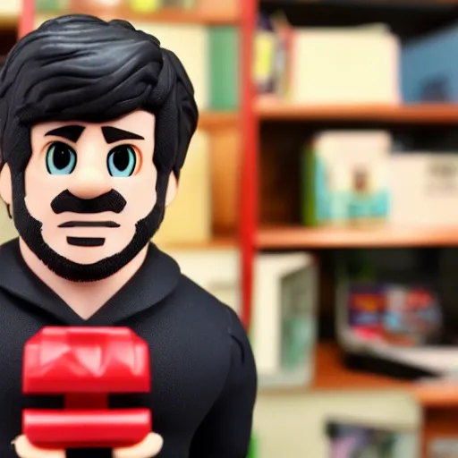 Prompt: youtuber Jontron action figure, 4k photo