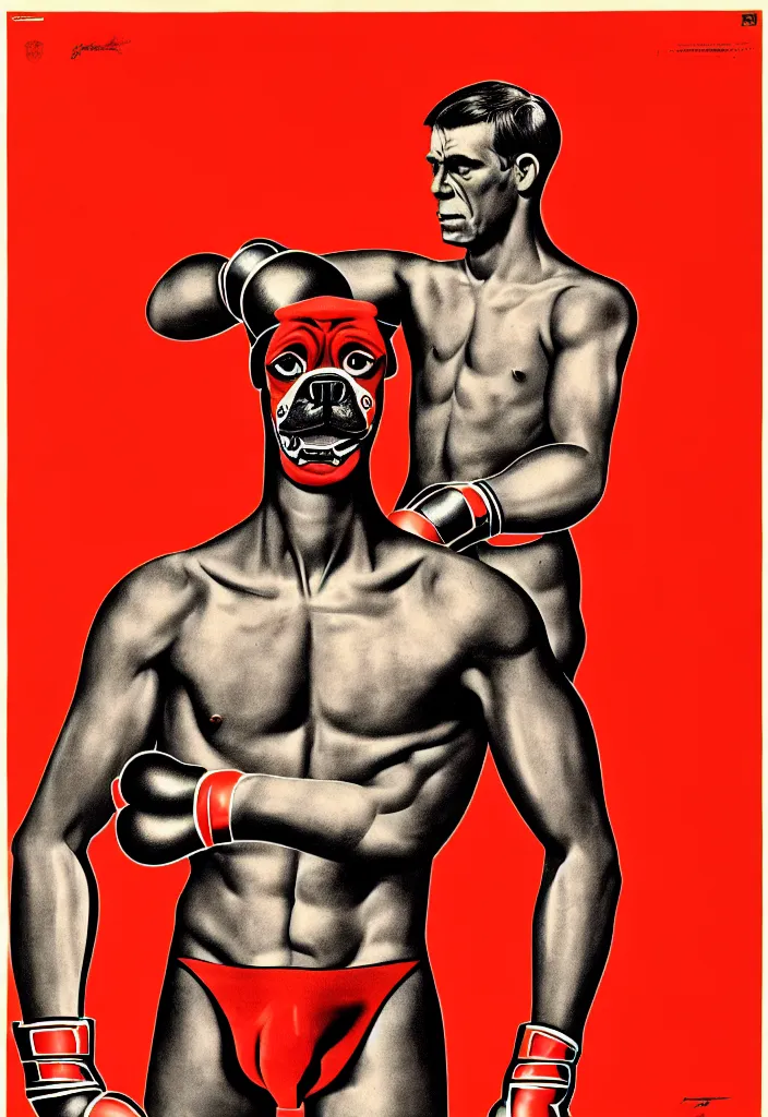 Prompt: boxer, anatomically correct, style of soviet poster