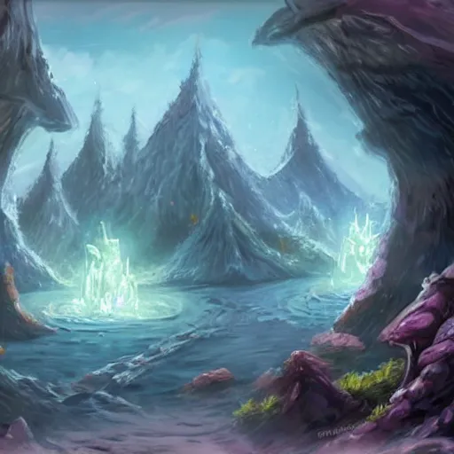 Prompt: crystal cave fantasy concept art