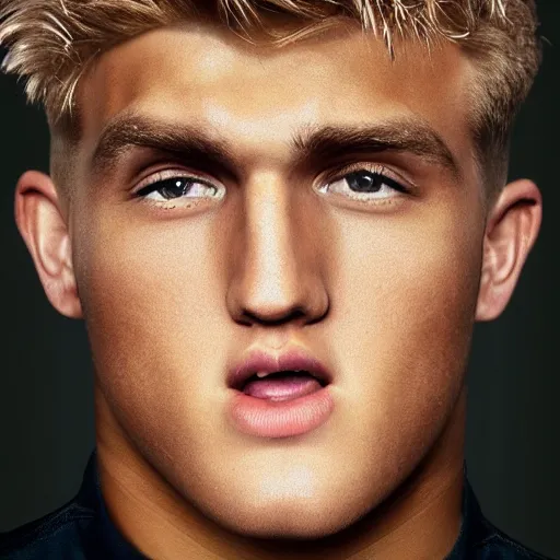 Image similar to a realistic detailed photo of boxer & youtuber jake paul, hypnotized by a watch, blank stare, shiny skin