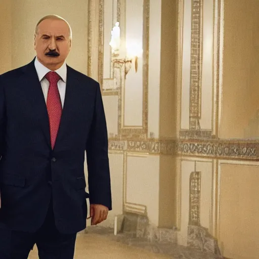 Prompt: Alexander Lukashenko in Avengers: The Kang Dynasty, cinematic still