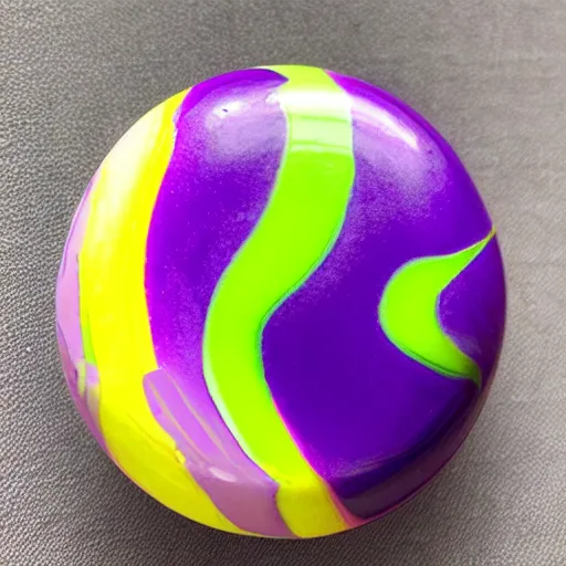 Image similar to apple with purple and yellow swirl paint finish