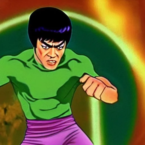 Image similar to bruce lee as shaggy, still from scooby - doo ( 2 0 0 2 )