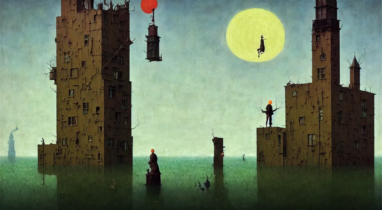 Image similar to single flooded simple!! statue tower, very coherent and colorful high contrast masterpiece by norman rockwell franz sedlacek hieronymus bosch dean ellis simon stalenhag rene magritte gediminas pranckevicius, dark shadows, sunny day, hard lighting