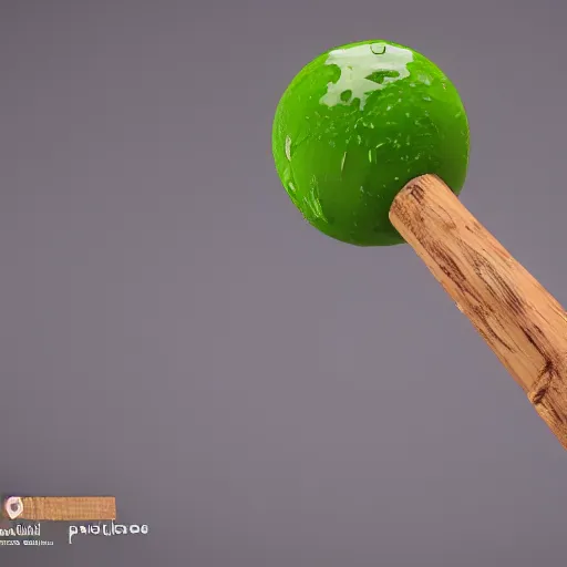 Prompt: wooden staff splattered with green slime, octane render