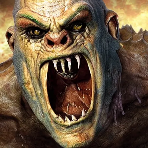 Prompt: a creature from a major horror hollywood movie, war orc