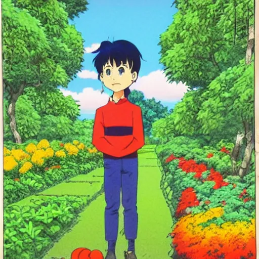 Prompt: salary man tending to his garden before going to work, directed by beat takeshi, visual novel cg, 8 0 s anime vibe, kimagure orange road, maison ikkoku, sketch by osamu tezuka, directed by makoto shinkai and beat takeshi