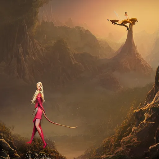 Prompt: A detailed matte painting of an elven woman with a giant ant standing behind her