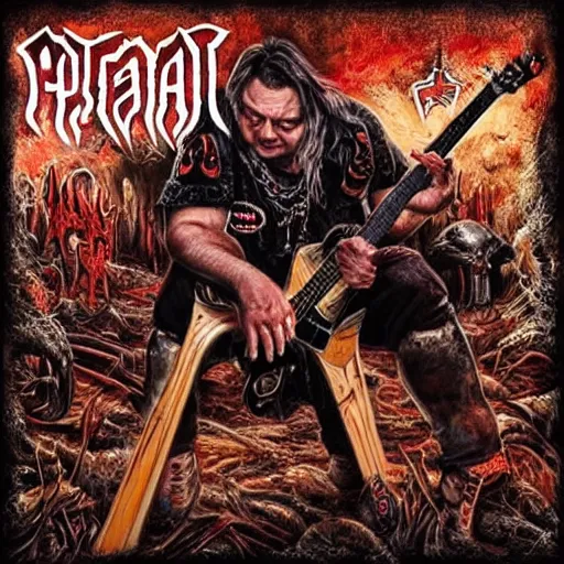 Prompt: heavy metal album cover of viktor orban