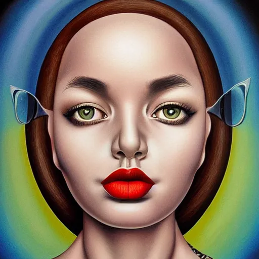 Image similar to skeuomorphic, airbrush art, minimalist, very detailed, detailed painting, an ultrafine detailed painting by rafal olbinski, a painting of a woman, pop surrealism, behance contest winner