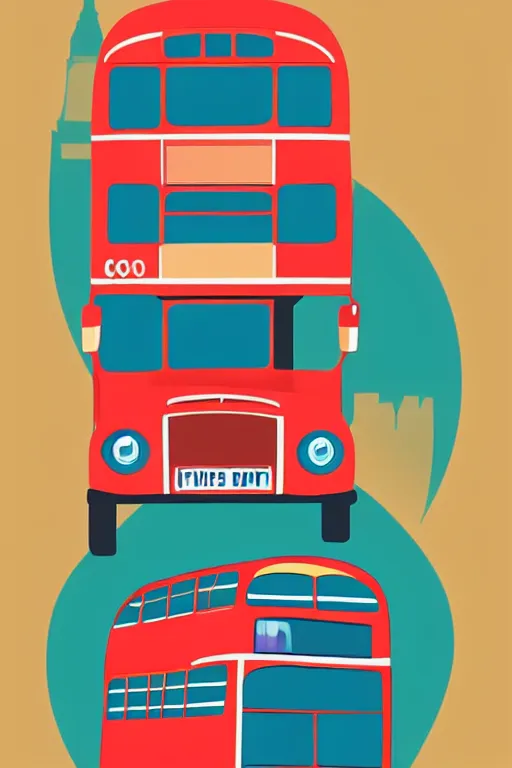 Image similar to minimalist boho style art of colorful bus in london, illustration, vector art