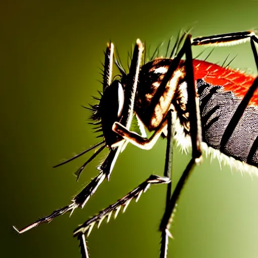 Image similar to close up of mosquito, wildlife photography, nikon d 7 5 0, macro view, super - resolution microscopy, closeup, zoom, shutter speed 1 / 1 0 0 0, f / 2. 8, 3 2 k, ultra - hd, super - resolution, natural lighting, insanely detailed and intricate, hypermaximalist, elegant, ornate, hyper realistic, super detailed