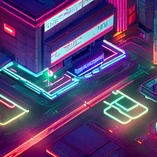 Prompt: isometric futuristic neon city at night bladerunner unreal engine 4 k artstation