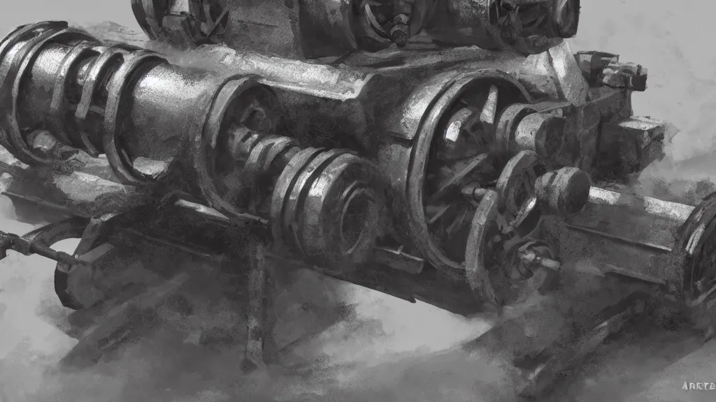 Prompt: closeup of howitzer cannon ww 2, high quality, artstation