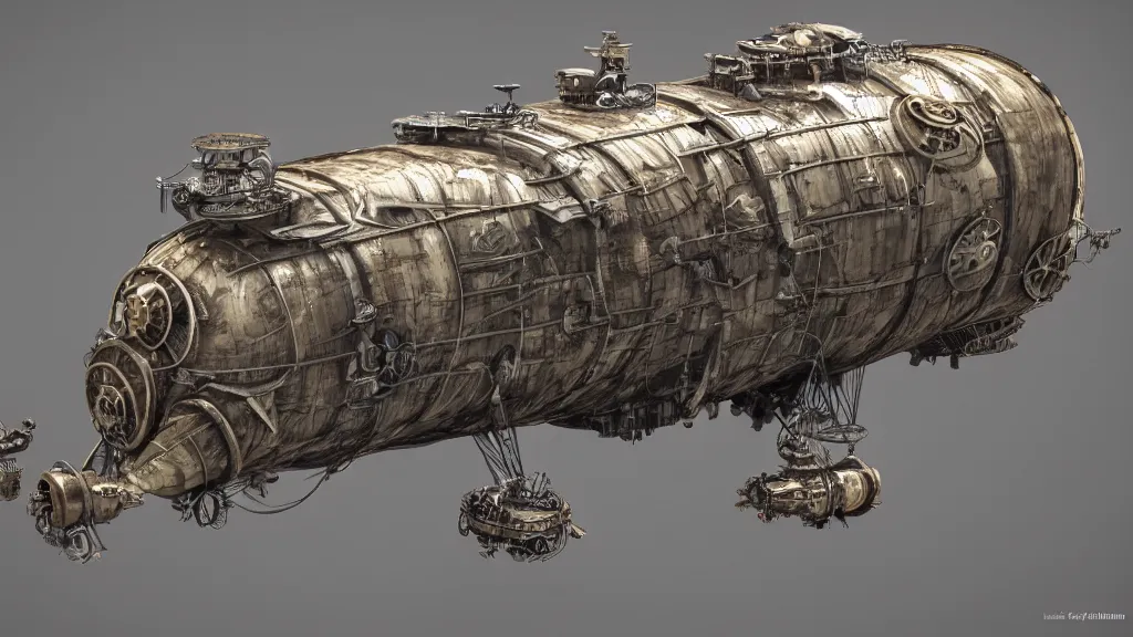 Prompt: steampunk tardigrade airship, high detail, octane render, 8k