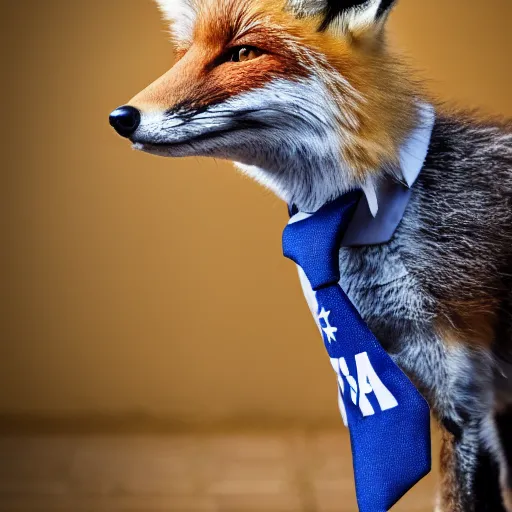 Image similar to a fox animal dressed in a suit in the style of a presidential campaign poster 8 5 mm f / 1. 4