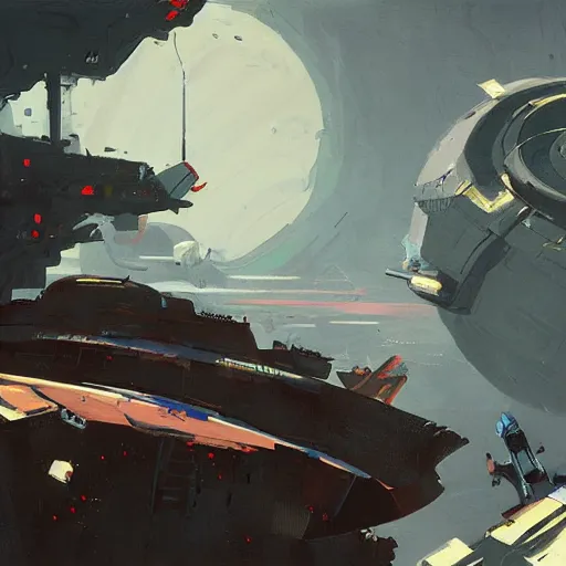 Image similar to spaceship in combat, by ian mcque and neil blevins