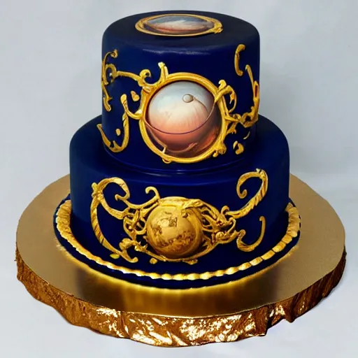 Prompt: rococo baroque astronaut fancy cake