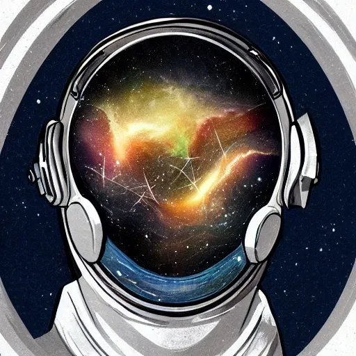 Prompt: inside of astronaut helmet containing stardust, concept art, deviant art,