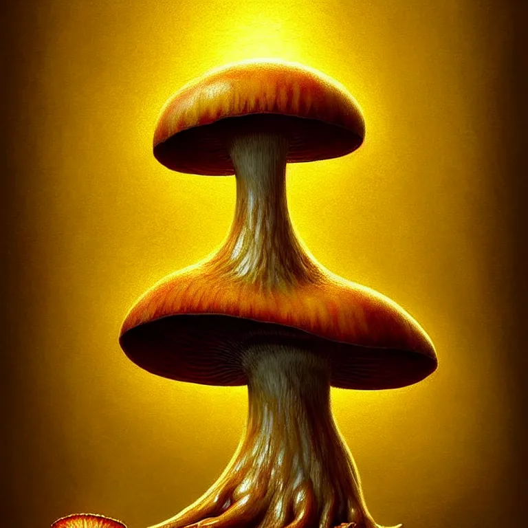 Prompt: epic professional digital art of cheerful mushroom, golden atmospheric lighting, painted, intricate, detailed, cheerful, fun, exciting, by leesha hannigan, wayne haag, reyna rochin, ignacio fernandez rios, mark ryden, iris van herpen,, epic, stunning, gorgeous, much wow, cinematic, masterpiece.