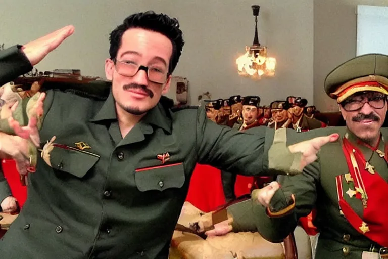 Image similar to Markiplier saluting Stalin
