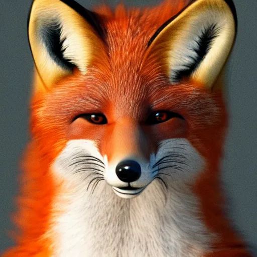 Prompt: an anthropomorphic fox, furry