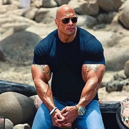 Image similar to still of Dwayne Johnson fat, gained 100 pounds