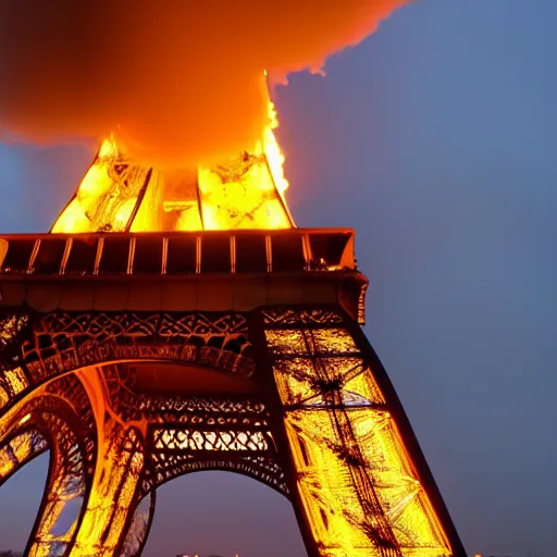 Prompt: eiffel tower on fire