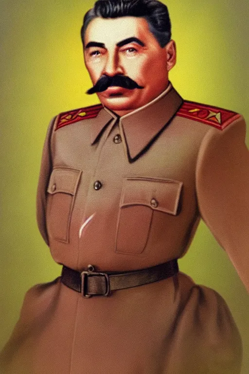 Image similar to joseph stalin portrait, but pig head inustead stalin's head photo in color