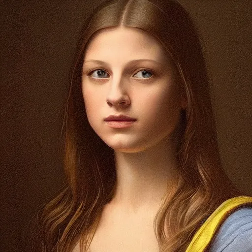 Image similar to a striking hyper real painting of Melissa Benoist by da Vinci.