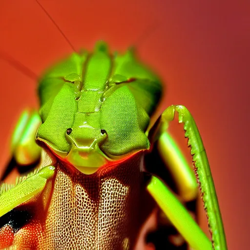 Prompt: praying mantis head close up photograph fujifilm macro