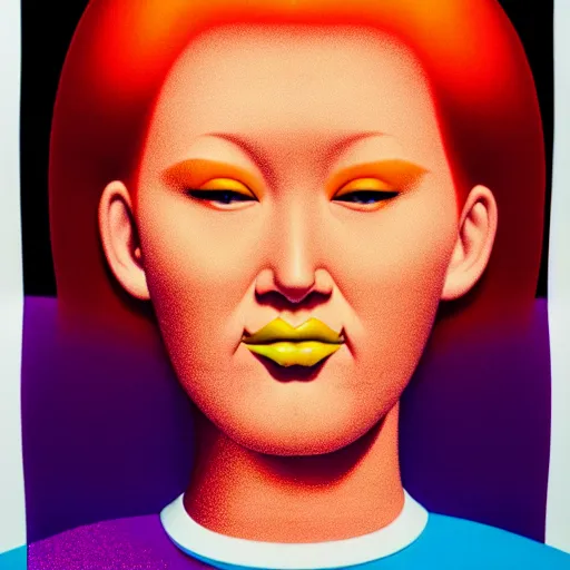 Image similar to redhead woman by shusei nagaoka, kaws, david rudnick, airbrush on canvas, pastell colours, cell shaded, 8 k